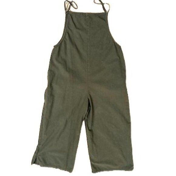 YESNO Dark Army Green Wide Leg Baggy Cotton Romper - Size Small - Picture 6 of 6